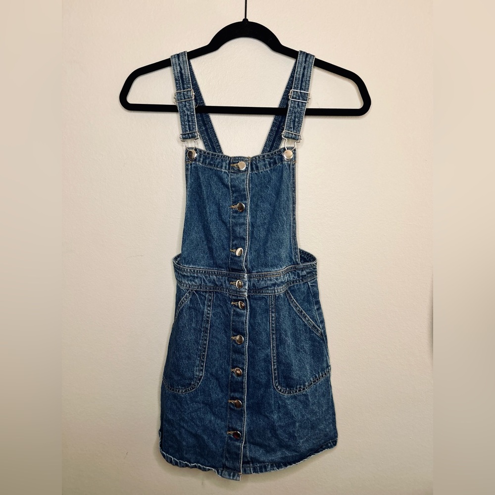 Denim button up mini with adjustable straps